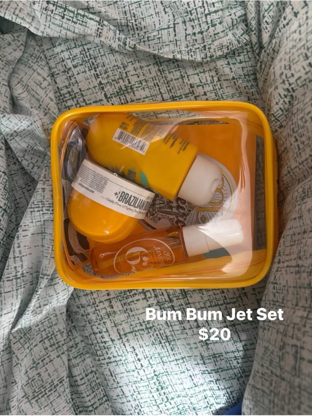 Sol de Janeiro Yellow Bum Bum Travel Set in Clear Pouch